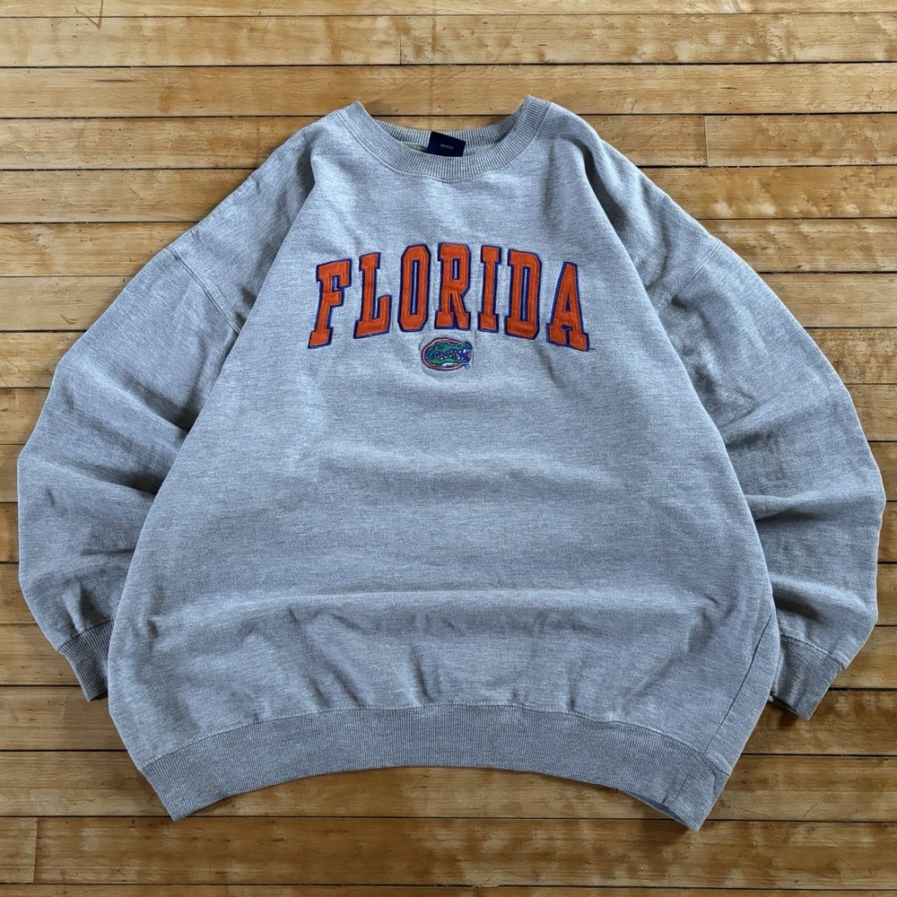 VTG 90s Florida Gators Crewneck Sweatshirt Embroidered Gray Size XL College y2k